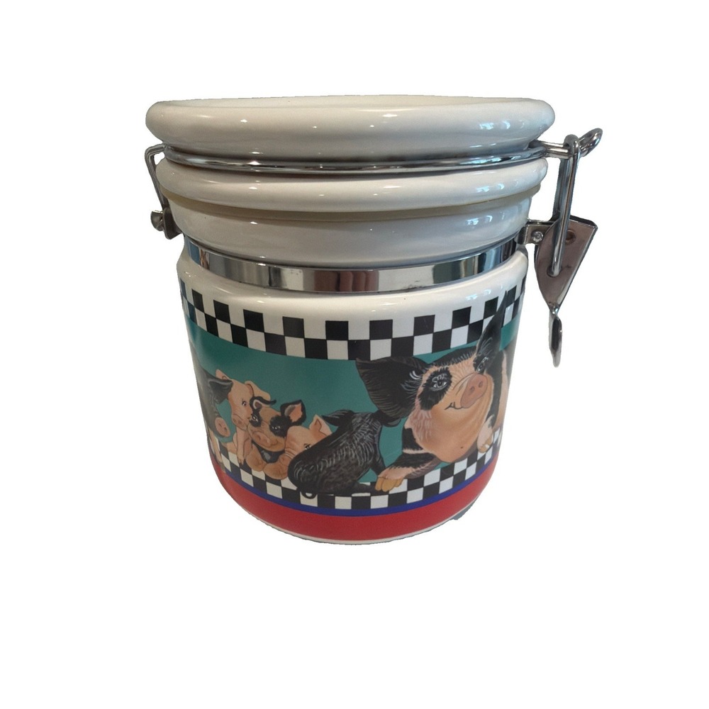 Y2K Williraye Studio Collection Jeanne Beury Pig Canister Locking Lid Farmhouse